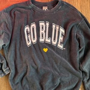 Go Blue Corded Crew Long Sleeve